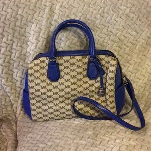 Michael Kors Blue and Tan Signature medium bag